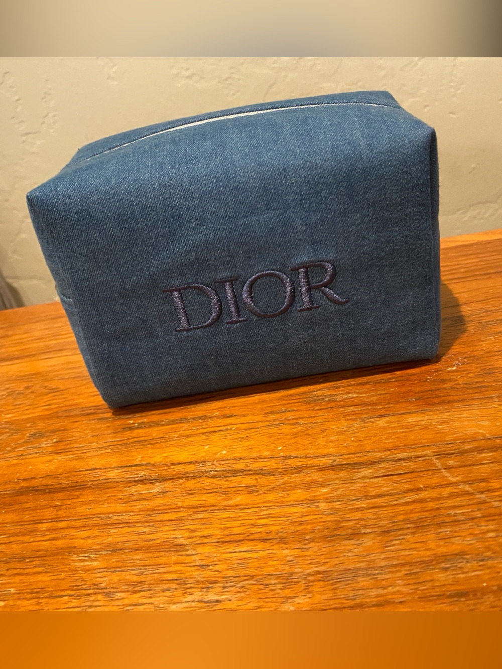 Dior Dark Blue Embroidered Canvas Toiletry Pouch